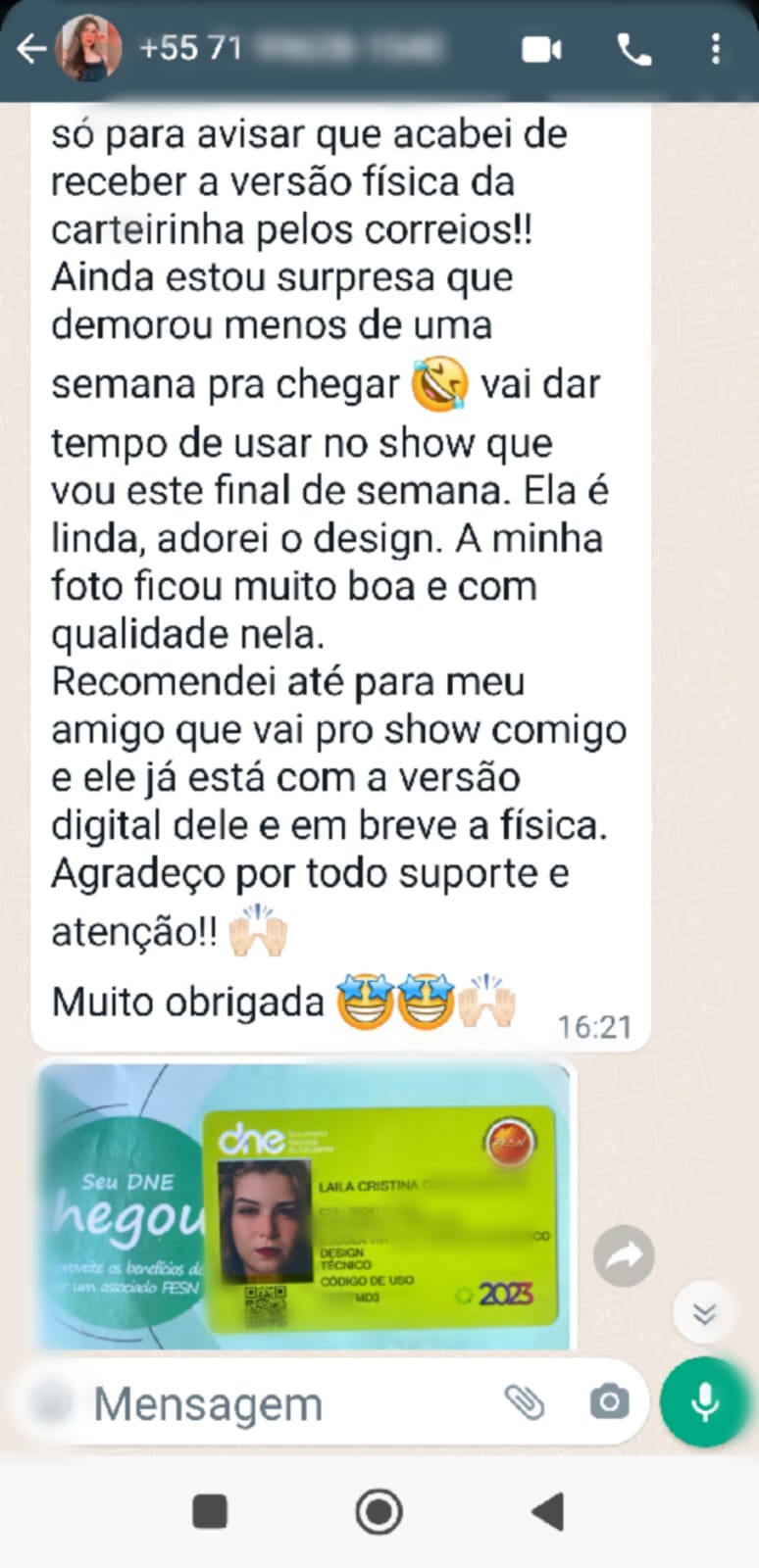 Depoimento cliente 1